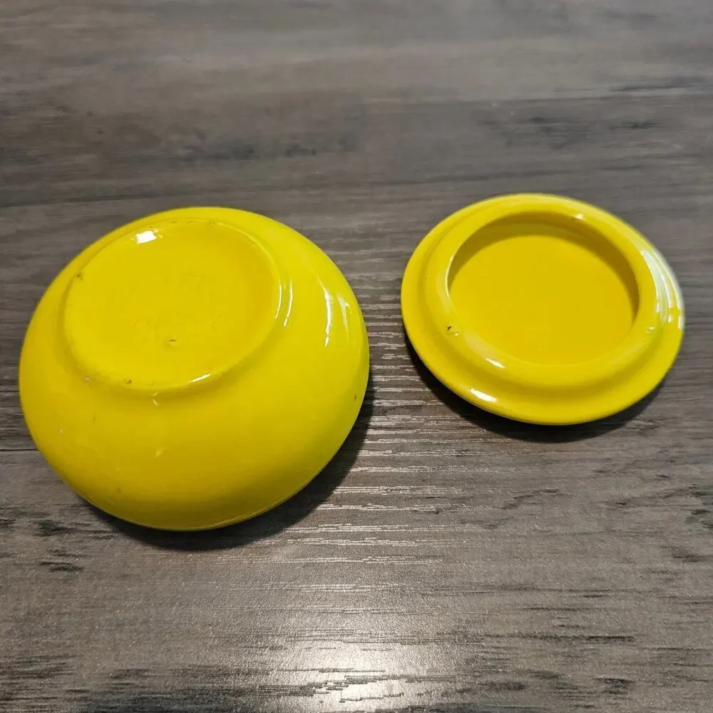 Vintage Victorian Trinket Jewelry Box Yellow Round Ceramic Keepsake Medieval